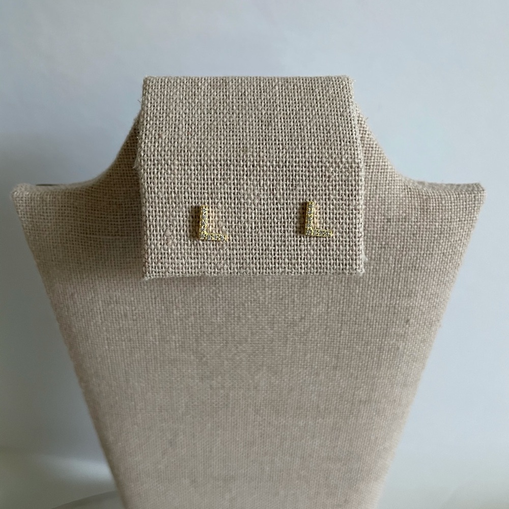 Sterling Silver Initial Stud Earrings - image 1